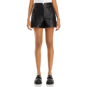 Womens Faux Leather High Rise Casual Shorts