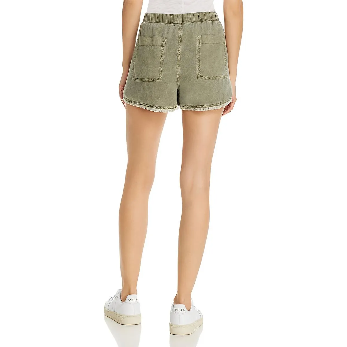 Womens Tencel Frayed Hem Casual Shorts