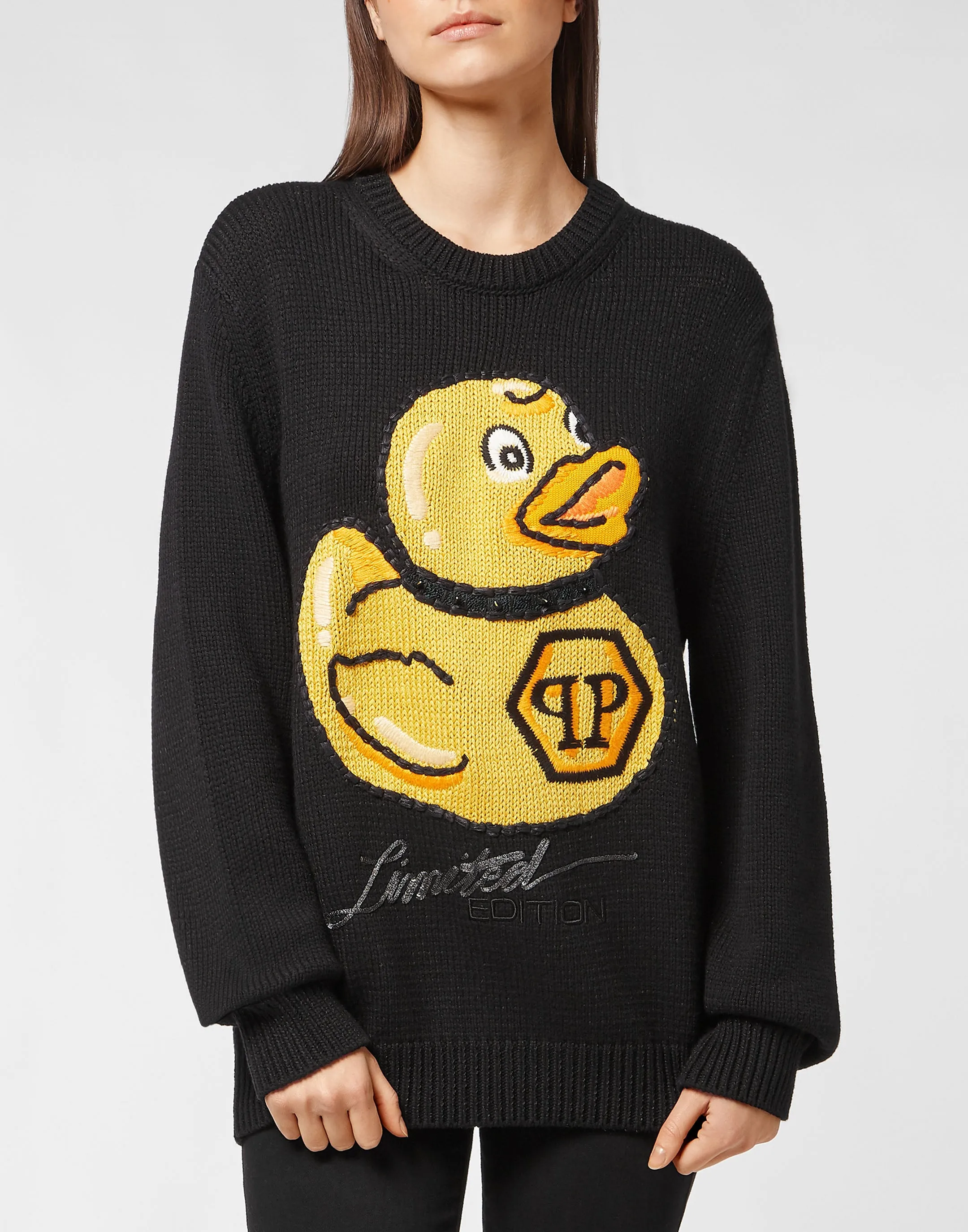 Wool Blend  Pullover Hand Made Embroidery PP Duck