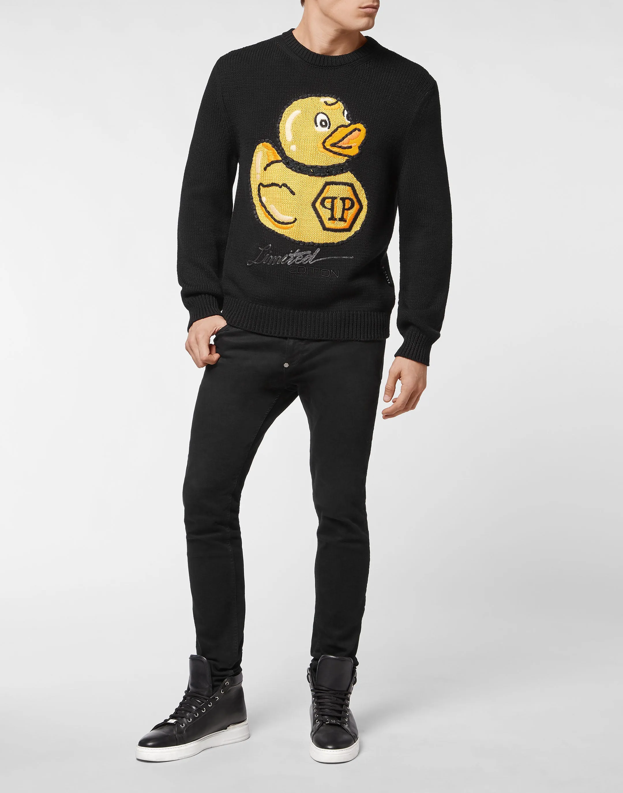 Wool Blend  Pullover Hand Made Embroidery PP Duck