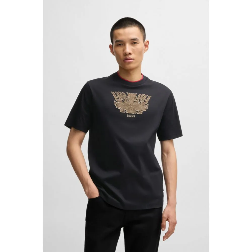 x Creation of the Gods T-shirt with Taotie embroidery
