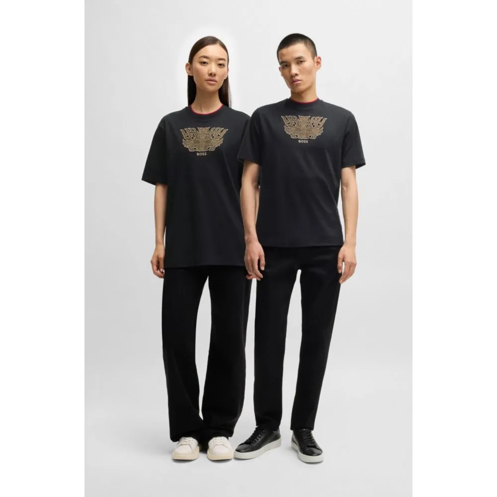 x Creation of the Gods T-shirt with Taotie embroidery