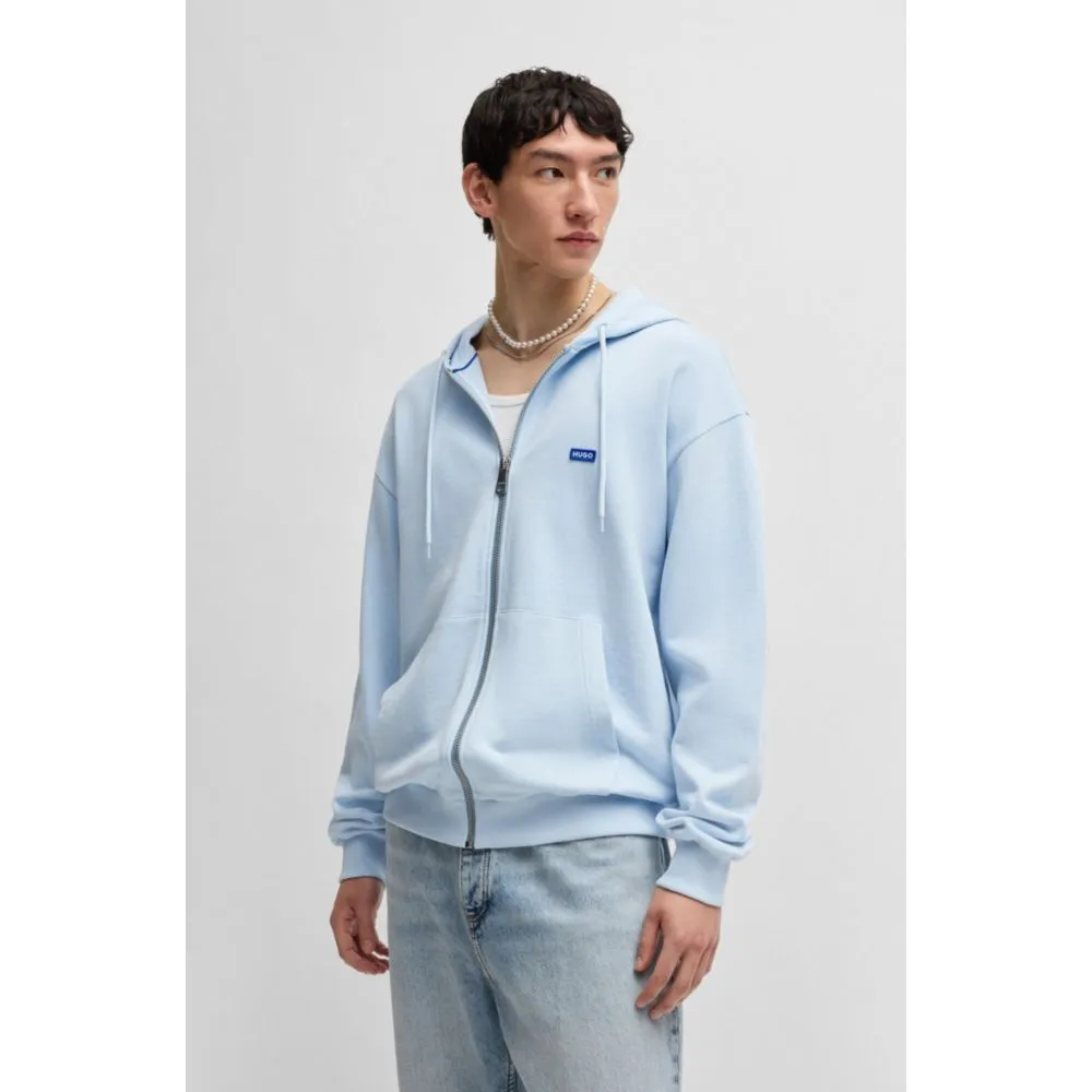 Zip-up hoodie in French terry cotton with logo