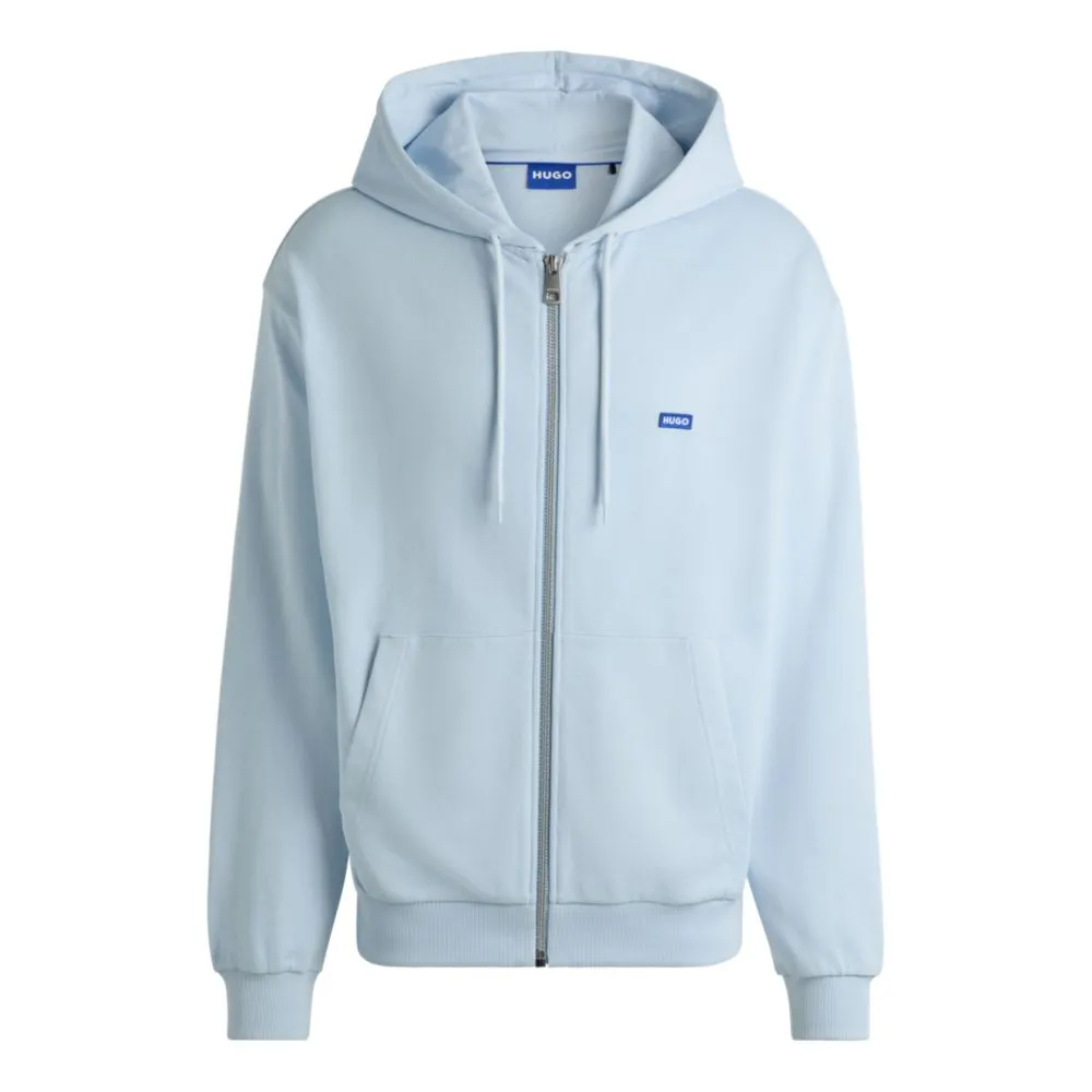 Zip-up hoodie in French terry cotton with logo