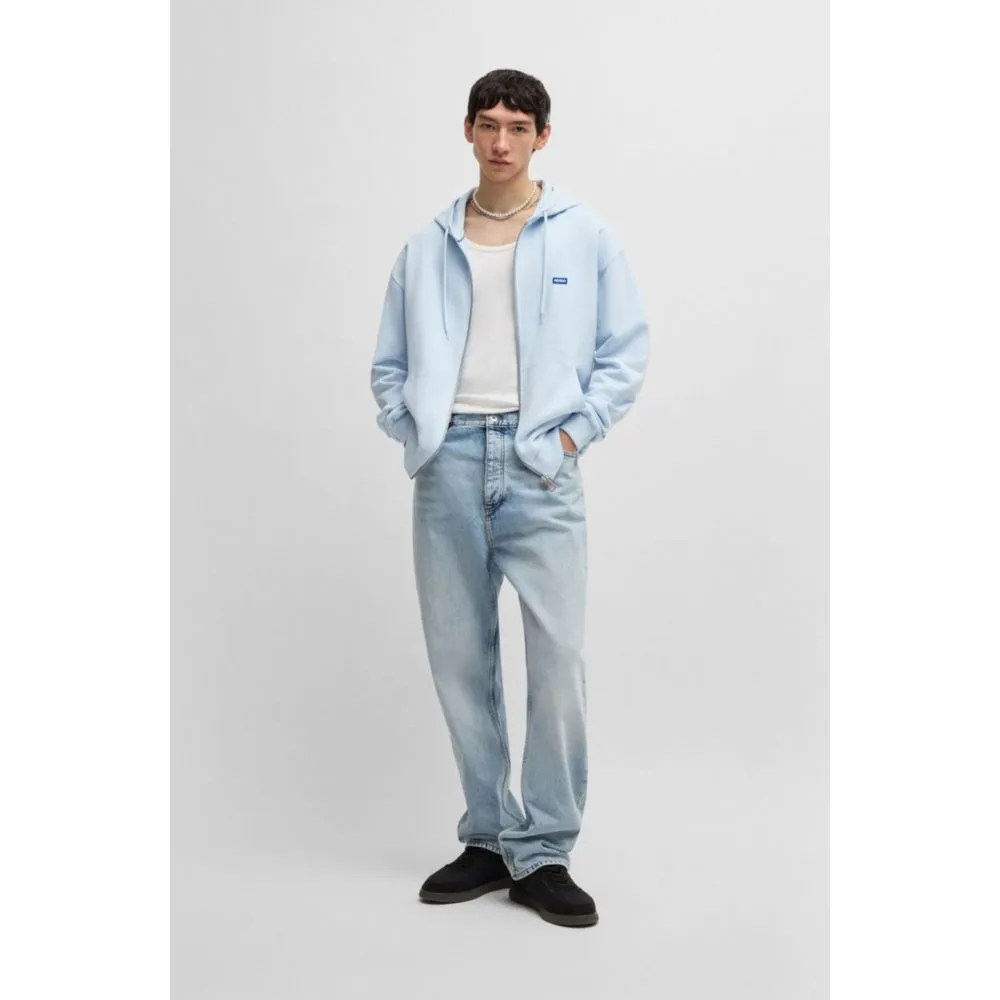 Zip-up hoodie in French terry cotton with logo
