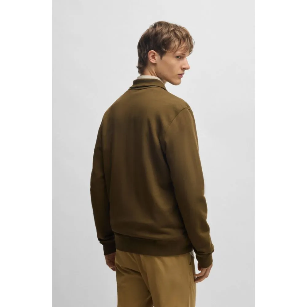 Zip-up jacket in cotton terry with logo badge