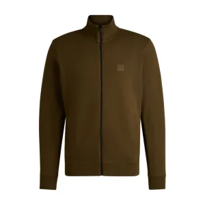 Zip-up jacket in cotton terry with logo badge