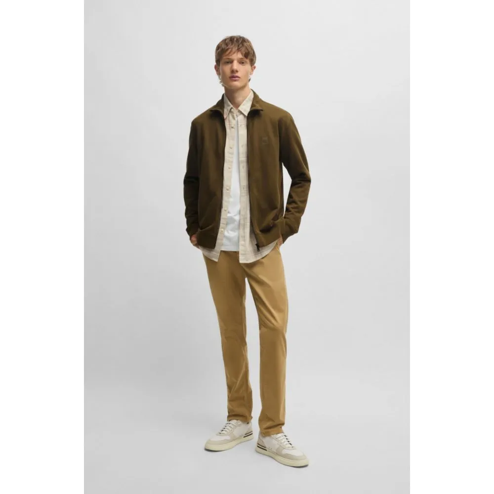 Zip-up jacket in cotton terry with logo badge